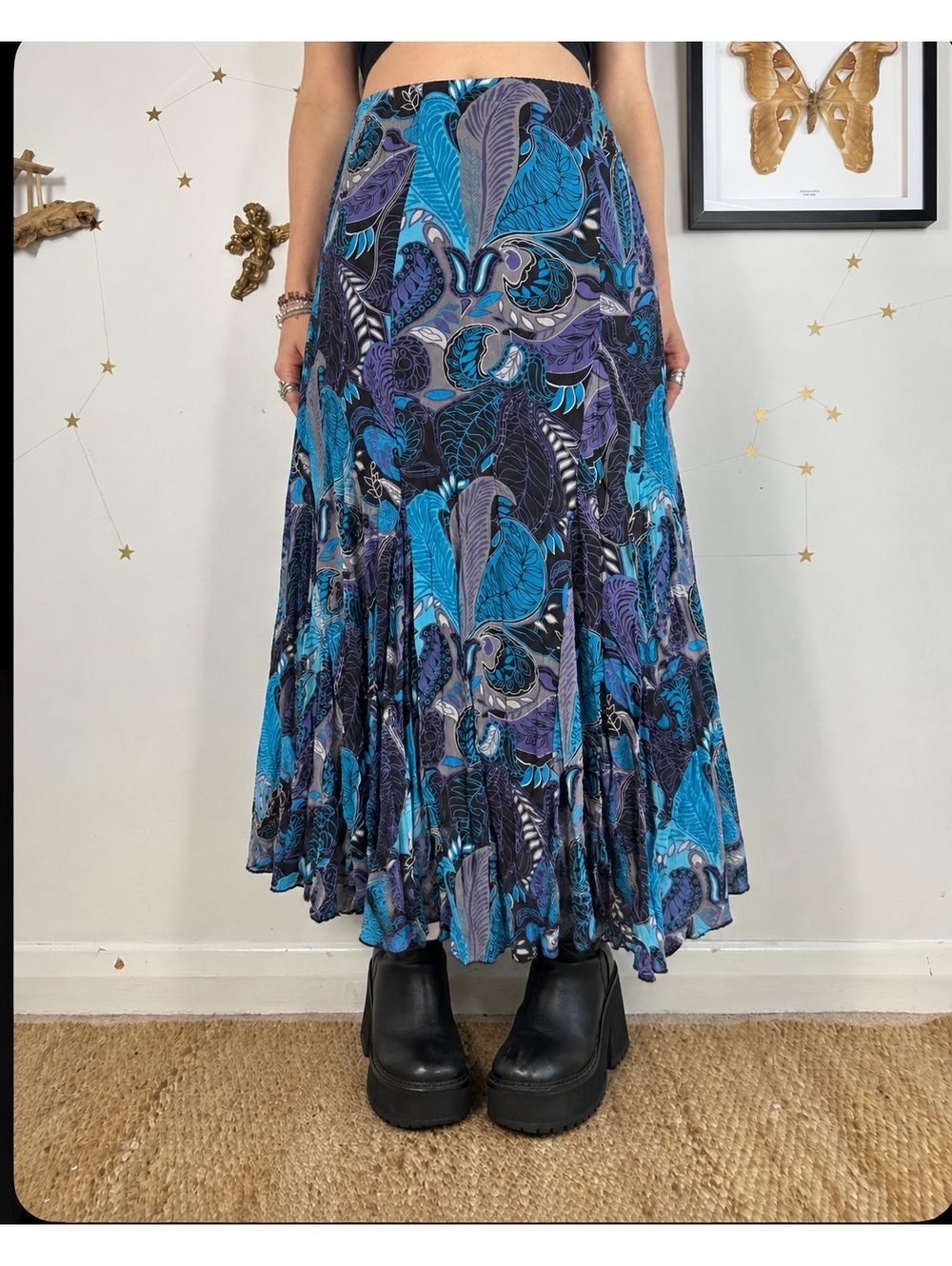 Y2K chiffon flowy maxi skirt - bohemian, whimsygoth